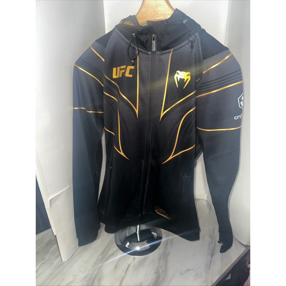UFC Venum Crypto Full Zip Hoodie Jacket Black & Gold Womens Size S